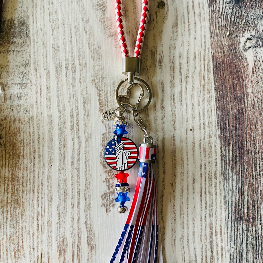 Patriotic Key & Card Holder with Tassel